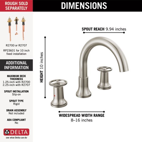 Delta Trinsic® Stainless Roman Tub Faucet Trim-1