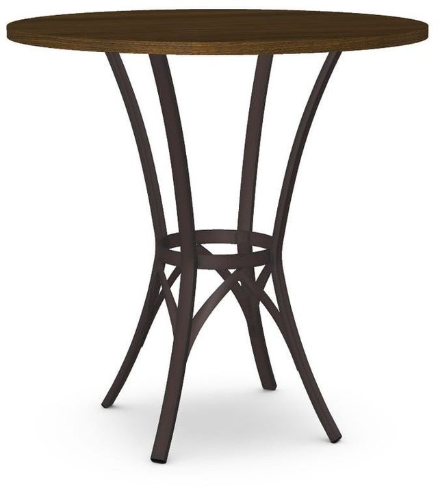 Amisco Customizable Kai Walnut Veneer Bar Table with 42" Tabletop -0