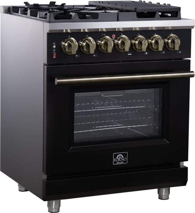 FORNO® Massimo Series Alta Qualita 30" Black Pro Style Dual Fuel Range-1