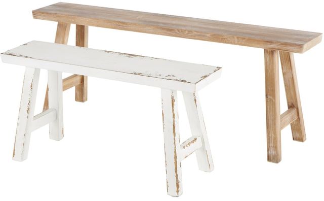 Deco Marche 2-Piece Brown/White Bench Set-1