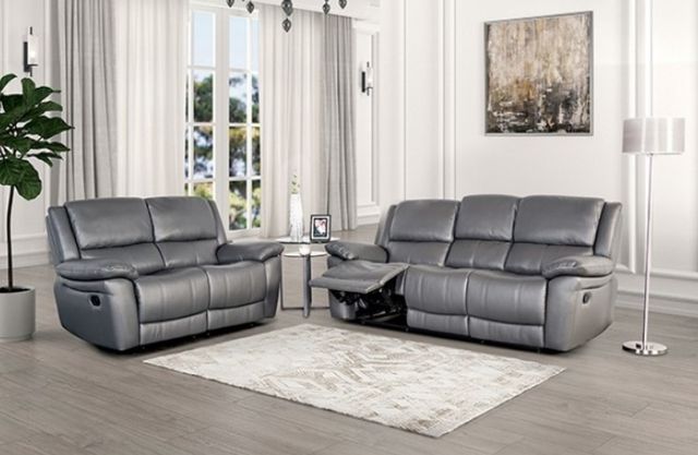 Furniture of America® Glarus Dark Gray Reclining Loveseat-1