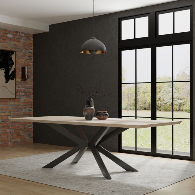 Parker House® Crossings Monaco Weathered Blanc Rectangular Dining Table with Black Base -1