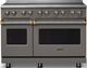 Viking® 5 Series 48" Damascus Gray Pro Style Induction Range with Brushed Brass Trim-0