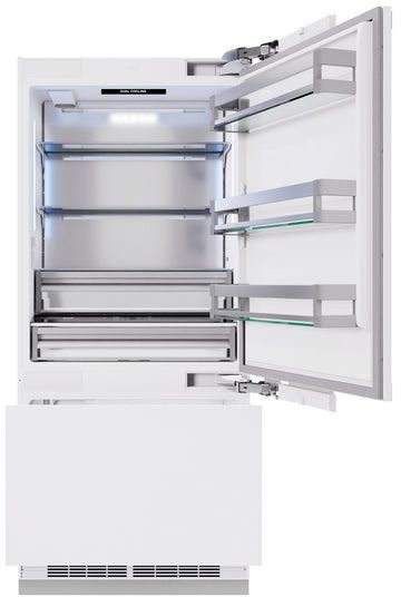 ZLINE Autograph Edition 36" 19.8 Cu. Ft. Panel Ready Built In Bottom Freezer Refrigerator with Champagne Bronze Accents-1