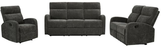 Coaster® Hamilton 3-Piece Charcoal Gray Manual Reclining Sofa Set-0