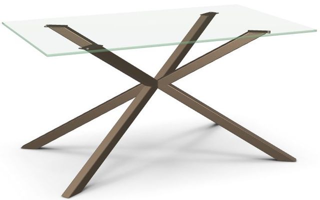 Amisco Customizable Asterisk Glass Top  Rectangular 36' Table with Metal Stand-0