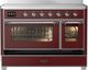 Ilve® Majestic III 48" Burgundy Pro Style Induction Range with Triple Glass Door and Chrome Trim-2