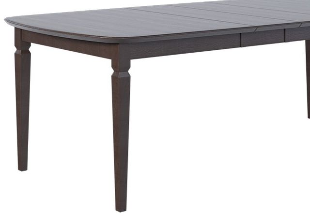 Country View Woodworking Customizable Ann Arbor Elm Top Dining Table with 2-Leaves and Brown Maple Base-1