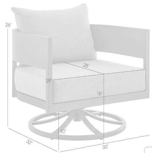 Armen Living Menorca Gray Aluminum/Fabric Outdoor Swivel Rocker Chair-2