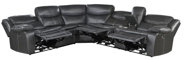 Homelegance® Fargo 3-Piece Dark Gray Curved Power Reclining Sectional with Console-2