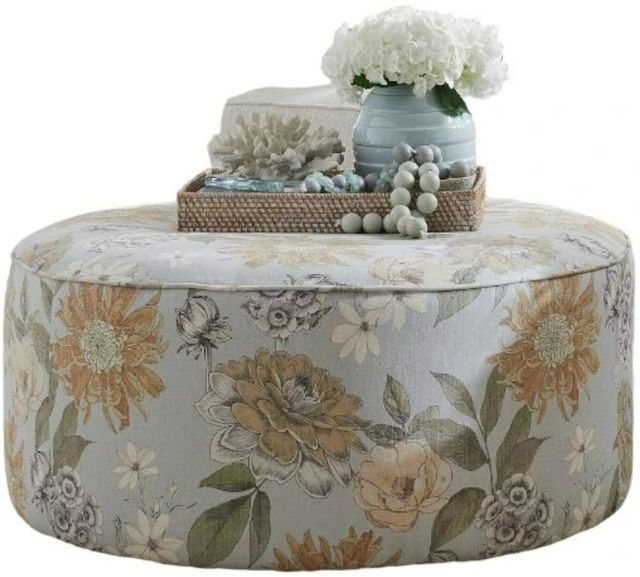 Fusion Furniture Celadon Salt Flora Powder Blue/Orange Cocktail Ottoman-0