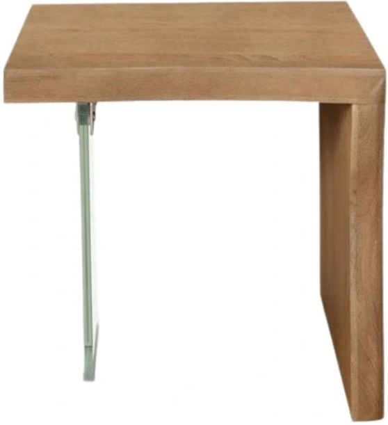 Modus Furniture One Bisque Top End Table with Clear Base-2