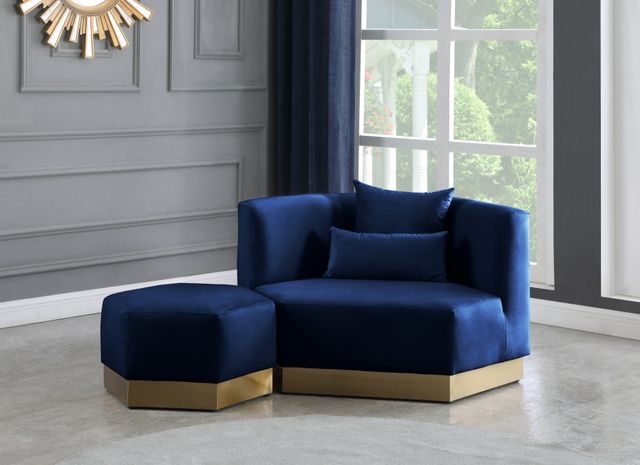 Meridian Furniture Marquis Navy Velvet Ottoman-3