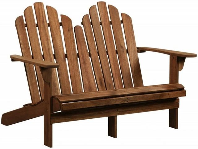 Linon Adirondack Acorn Wooden Outdoor Double Bench-0