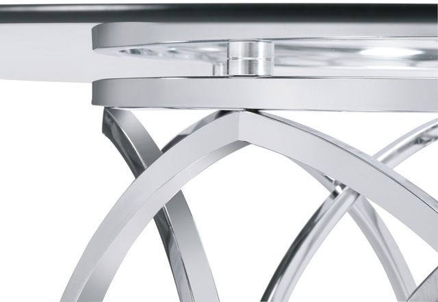Elements International Merlin Glass Top Round Dining Table with Chrome Base-2