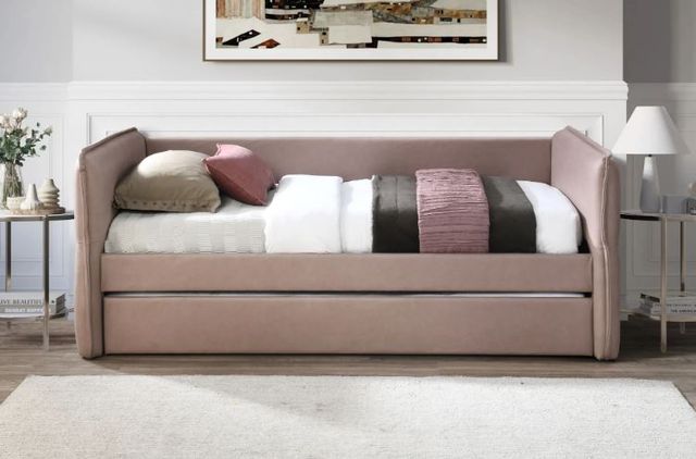 Bernards Trina Dusty Rose Upholstered Twin Trundle Bed-1