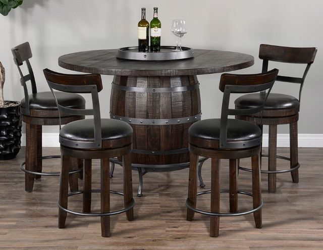 American Wholesale Furniture Farmstead 5-Piece Dark Brown Pub Dining Set-0