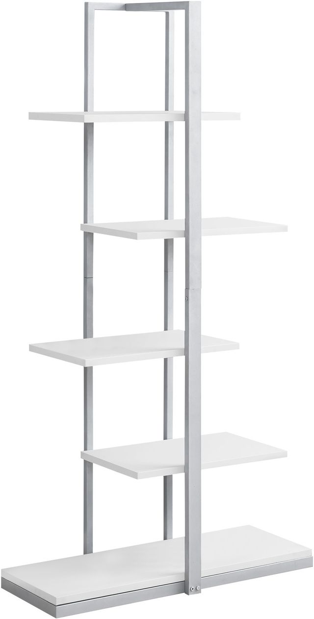 Monarch Specialties Inc. 60"H Dark White with Silver Metal Bookcase-0