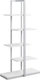 Monarch Specialties Inc. 60"H Dark White with Silver Metal Bookcase-0