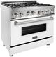 ZLINE 36" Stainless Steel/White Matte Pro Style Gas Range-1