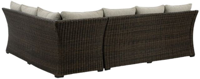 Signature Design by Ashley® Brook Ranch 3-Piece Beige/Brown Outdoor Fabric/Wicker Sofa Sectional and Bench-3
