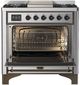 Ilve® Majestic III 36'' Stainless Steel Pro Style Dual Fuel Natural Gas Range with Triple Glass Door and Burnished Trim-1