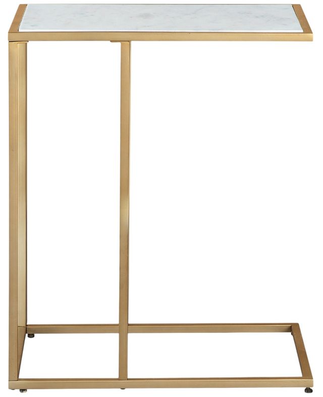 Signature Design by Ashley® Lanport White Accent Table with Champagne Stand -2