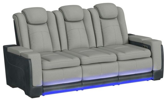Elements International Lantana Charcoal/Rocky Cement Power Motion Reclining Sofa-0