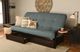 Kodiak Furniture Phoenix Linen Aqua/Espresso Queen Storage Futon with Mattress-1