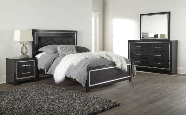 Signature Design by Ashley® Kaydell 2-Piece Black King Upholstered Panel Bed Set-3