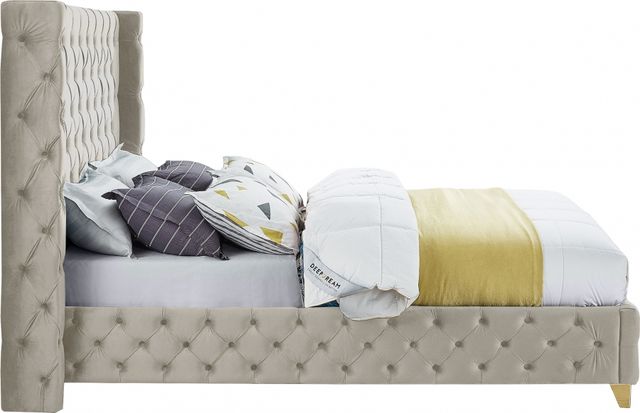 Meridian Furniture Savan Cream King Upholstered Panel Bed-2