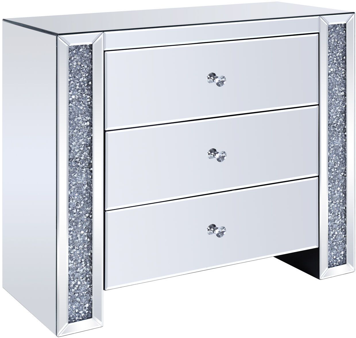 ACME Furniture Noralie Mirrored 3-Drawer Console Cabinet