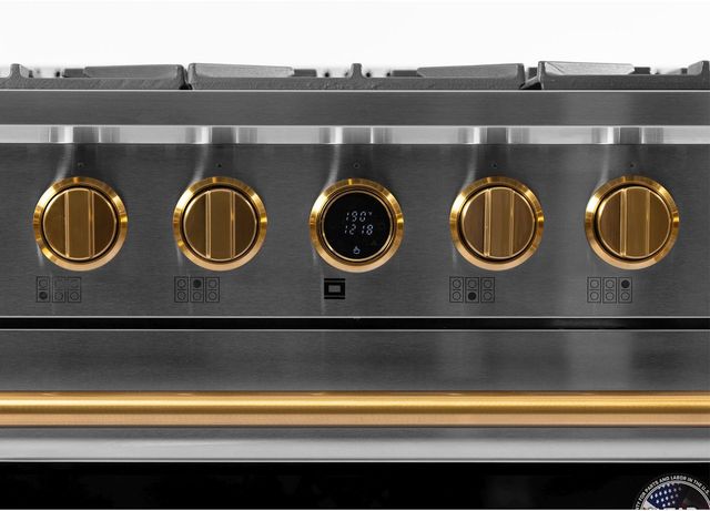 Kucht Professional KX Series 36" Stainless Steel Pro Style Dual Fuel Range with Gold Accents and Kucht Horus Thermostat-2