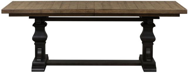 Liberty Furniture Harvest Home Barley Brown Trestle Dining Table with Chalkboard Base-2