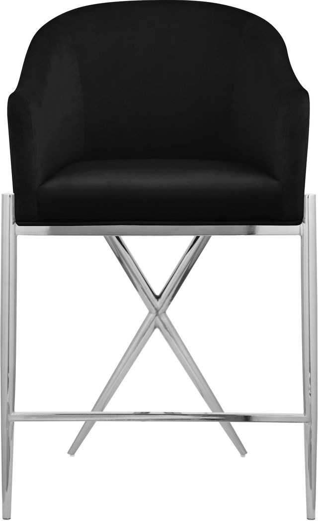 Meridian Furniture Xavier Black/Chrome Velvet Counter Stool-2
