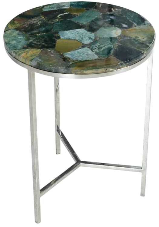 Steve Silver Co. Foster Green Chairside Table with Chrome Base-2