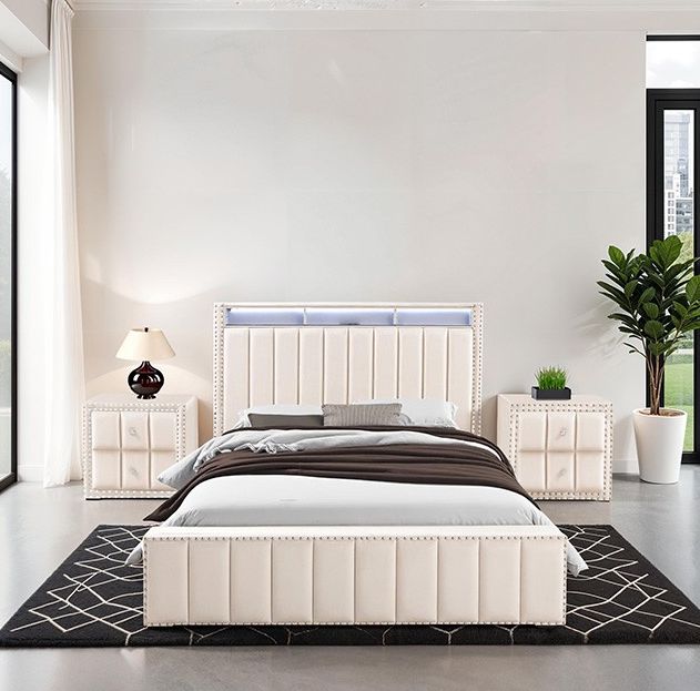 Furniture of America® Farese Beige Full Panel Bed-2