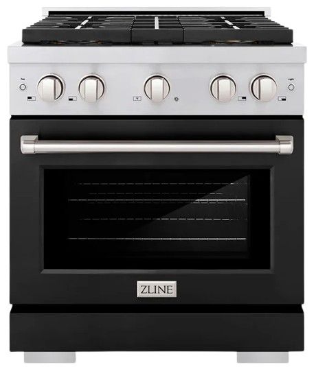 ZLINE Paramount 30" 4.2 Cu. Ft. Stainless Steel Gas Range with 4 Burner DuoPro™ Cooktop and Convection Gas Oven with Black Matte Door-0