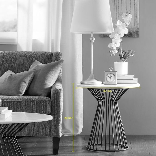 Olliix by Madison Park Black/White Marbury End Table-1