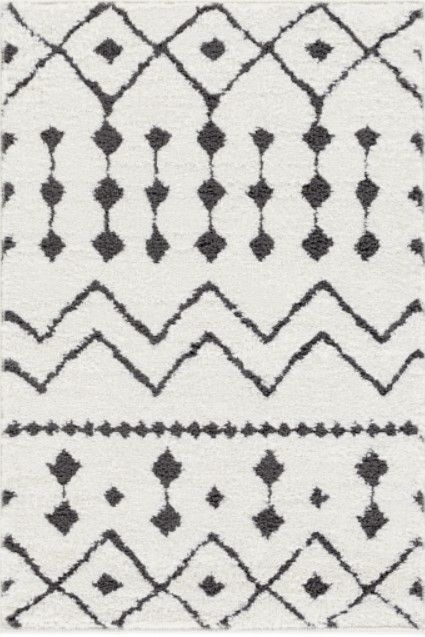 Surya Moroccan Shag Charcoal/Off-White 4'x6' Area Rug-3