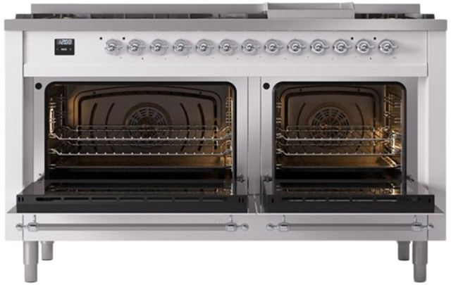 Ilve® Nostalgie II Series 60" White Pro Style Dual Fuel Range-1