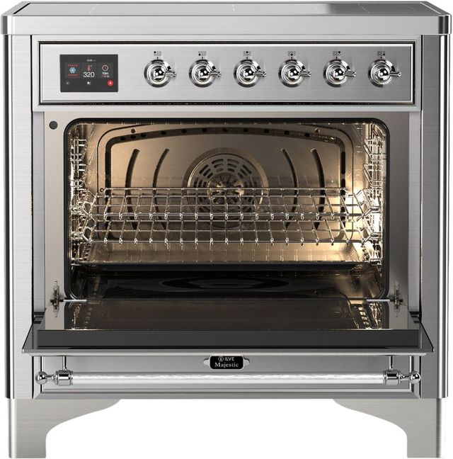 Ilve® Majestic III 36" Stainless Steel Pro Style Induction Range with Solid Door and Chrome Trim-1