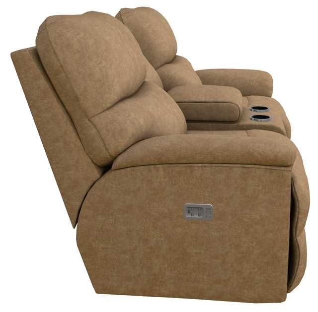 La-Z-Boy® Trouper Camel Power Reclining Loveseat with Console, Headrest, and Lumbar-2