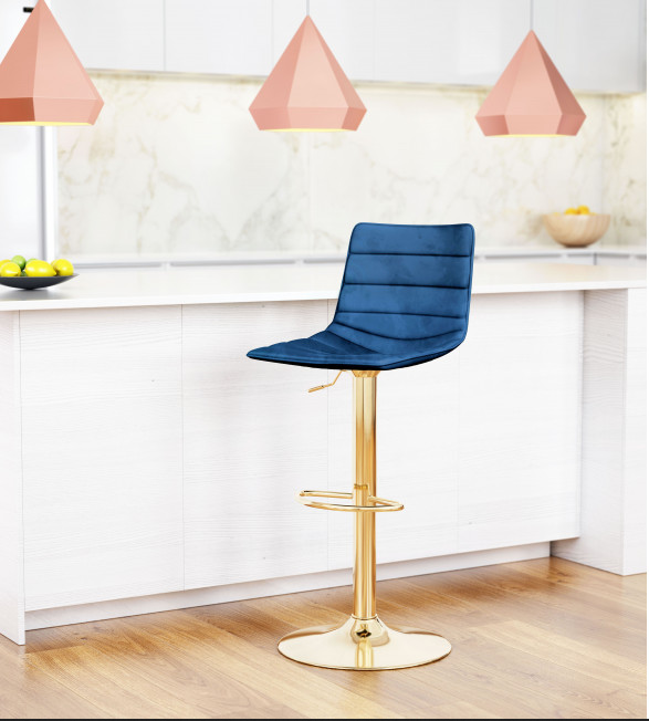 Zuo® Modern Prima Dark Green/Gold Bar Chair-2