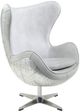 ACME Furniture Brancaster Aluminum/Vintage White Leather Swivel Accent Chair-0