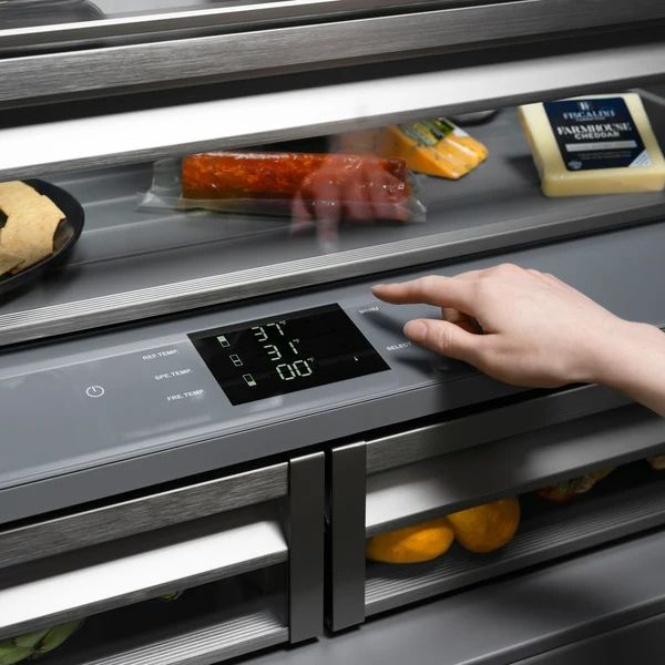 ZLINE 36" 19.6 Cu. Ft. Satin Stainless Steel Built-In French Door Refrigerator with Graphite Gray Interior-3