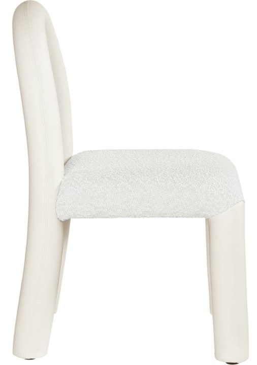 Meridian Furniture Amari Cream Boucle/Vegan Leather Upholstered Dining Side Chair-2