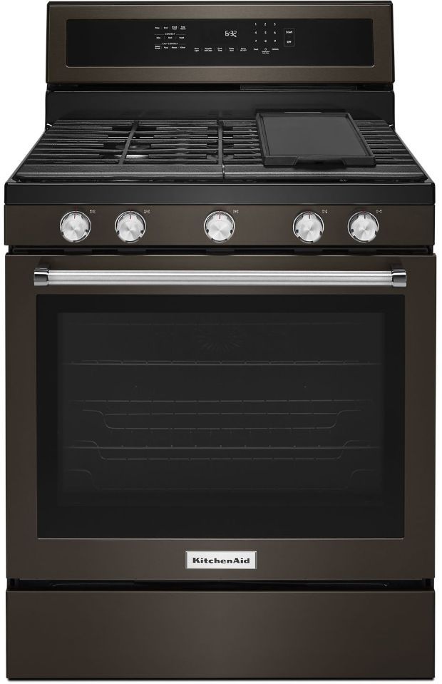 KitchenAid® 30" Black Stainless Steel with PrintShield™ Finish Free Standing Gas Range