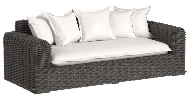 Sunset West Cabo Kahlua Resin Wicker Outdoor Loveseat with Soothe Pearl Cushion-0