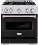 ZLINE Classic Series 30" Satin Stainless Steel Pro Style Dual Fuel Range with Black Matte Door-0
